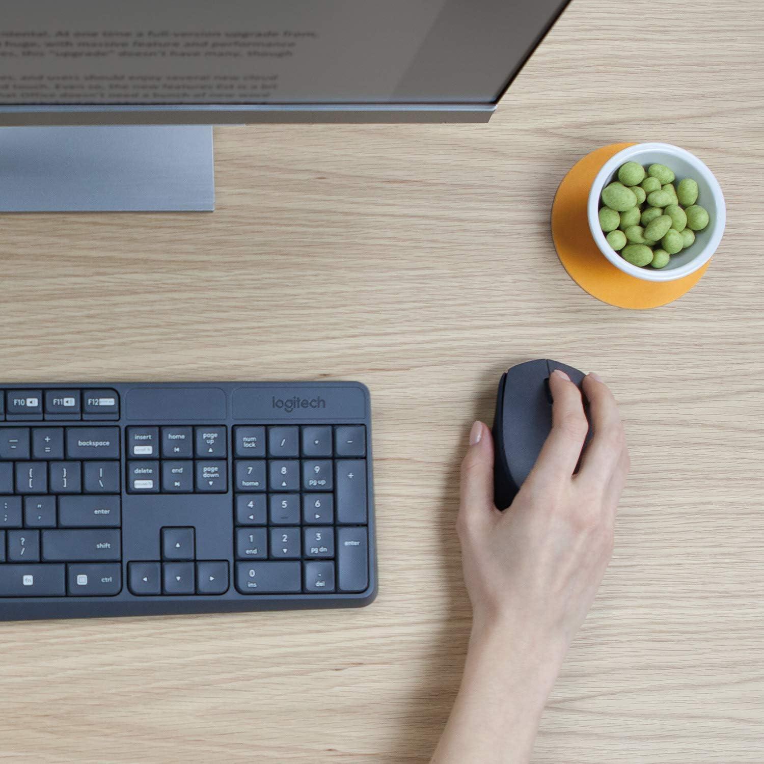 Combo Teclado e Mouse sem fio Logitech MK235 com Conexão USB, Pilhas Inclusas e Layout ABNT2