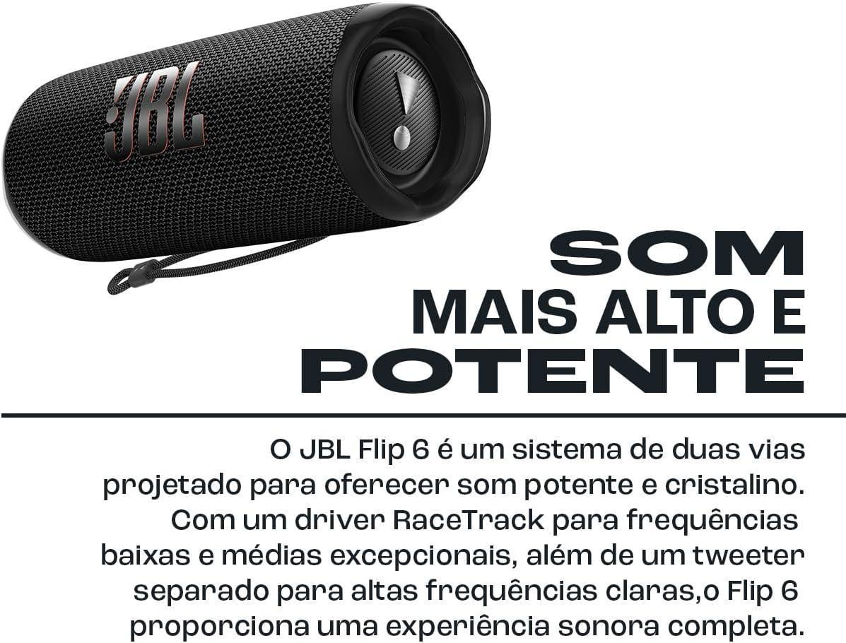 Caixa de Som Bluetooth JBL Flip 6 30W Preta - JBLFLIP6BLK