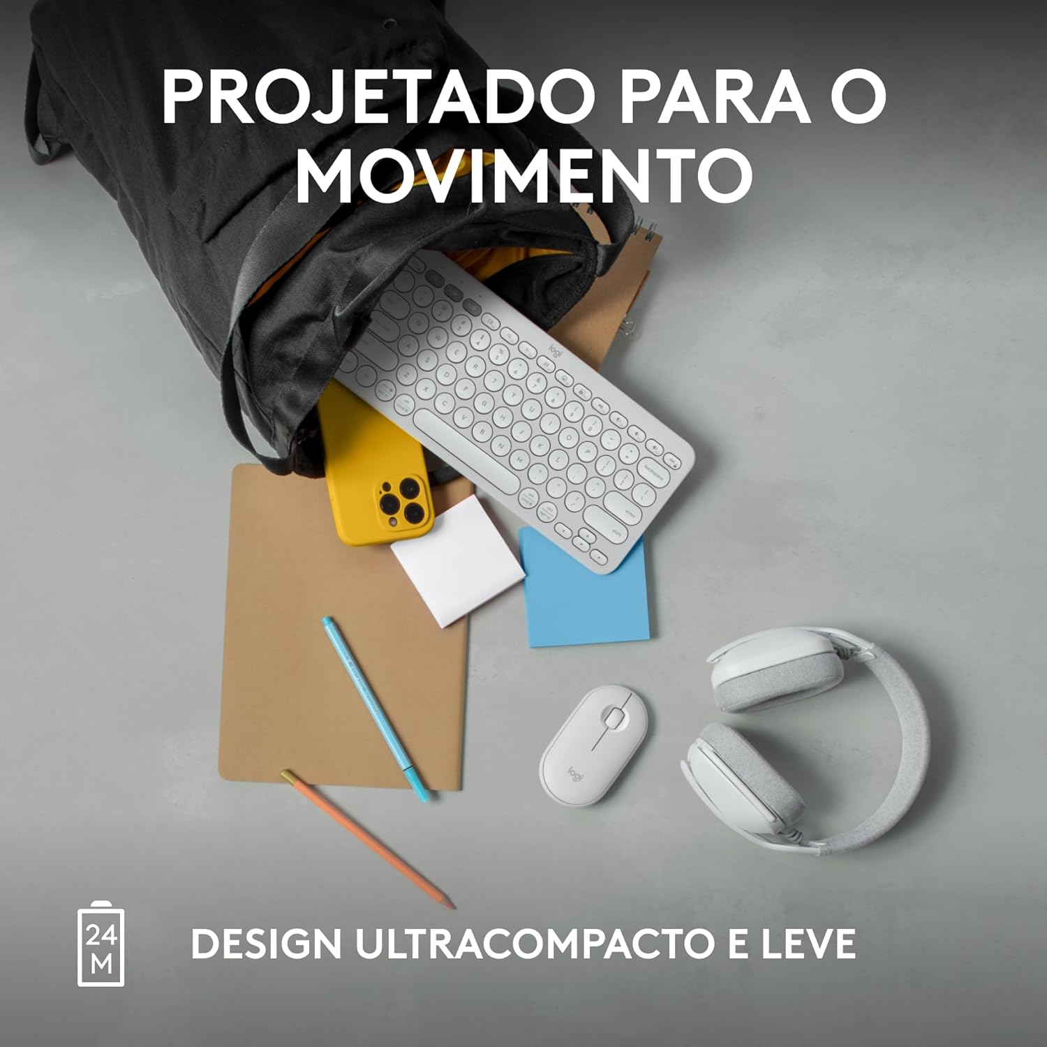 Mouse sem fio Logitech Pebble 2 M350s com Clique Silencioso, Design Slim Ambidestro, Conexão Bluetooth e Pilha Inclusa - Grafite