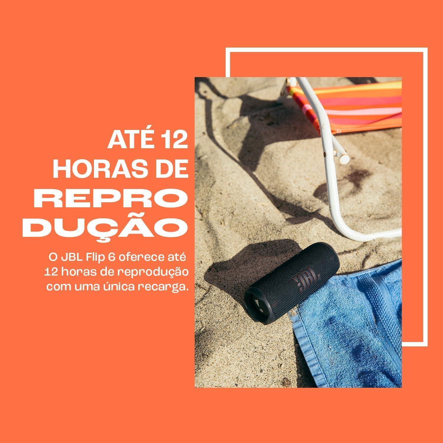 Caixa de Som Bluetooth JBL Flip 6 30W Preta - JBLFLIP6BLK