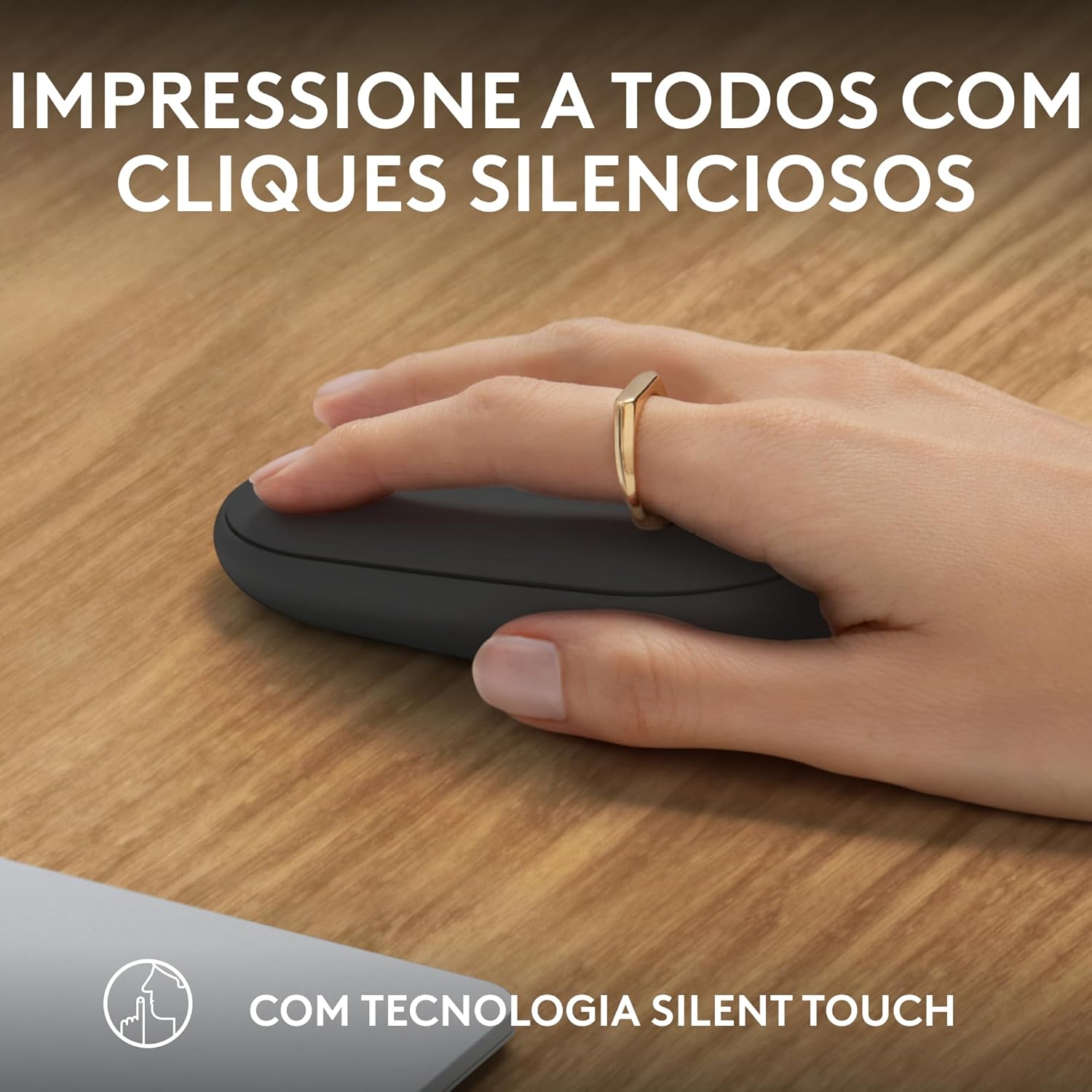 Mouse sem fio Logitech Pebble 2 M350s com Clique Silencioso, Design Slim Ambidestro, Conexão Bluetooth e Pilha Inclusa - Grafite