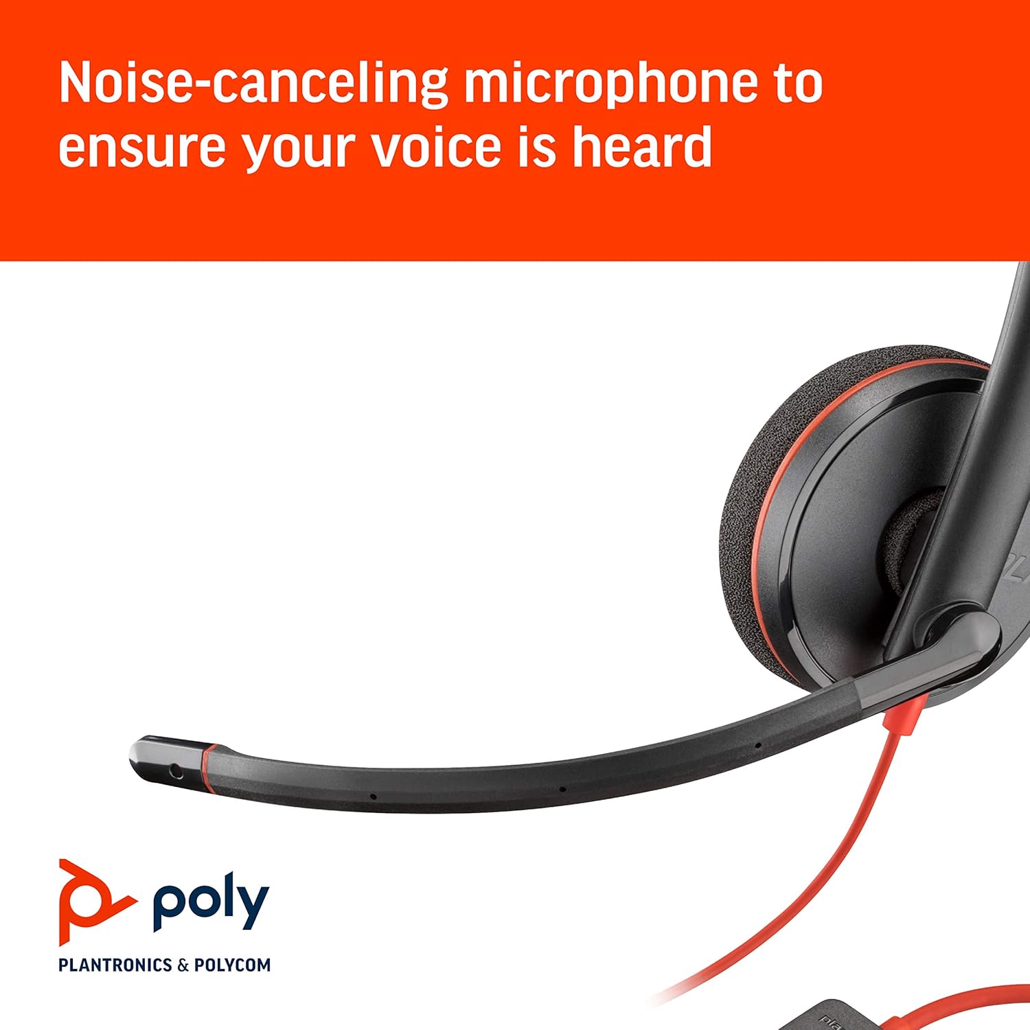 Fone de ouvido monoaural com fio Blackwire 3210, preto Plantronics