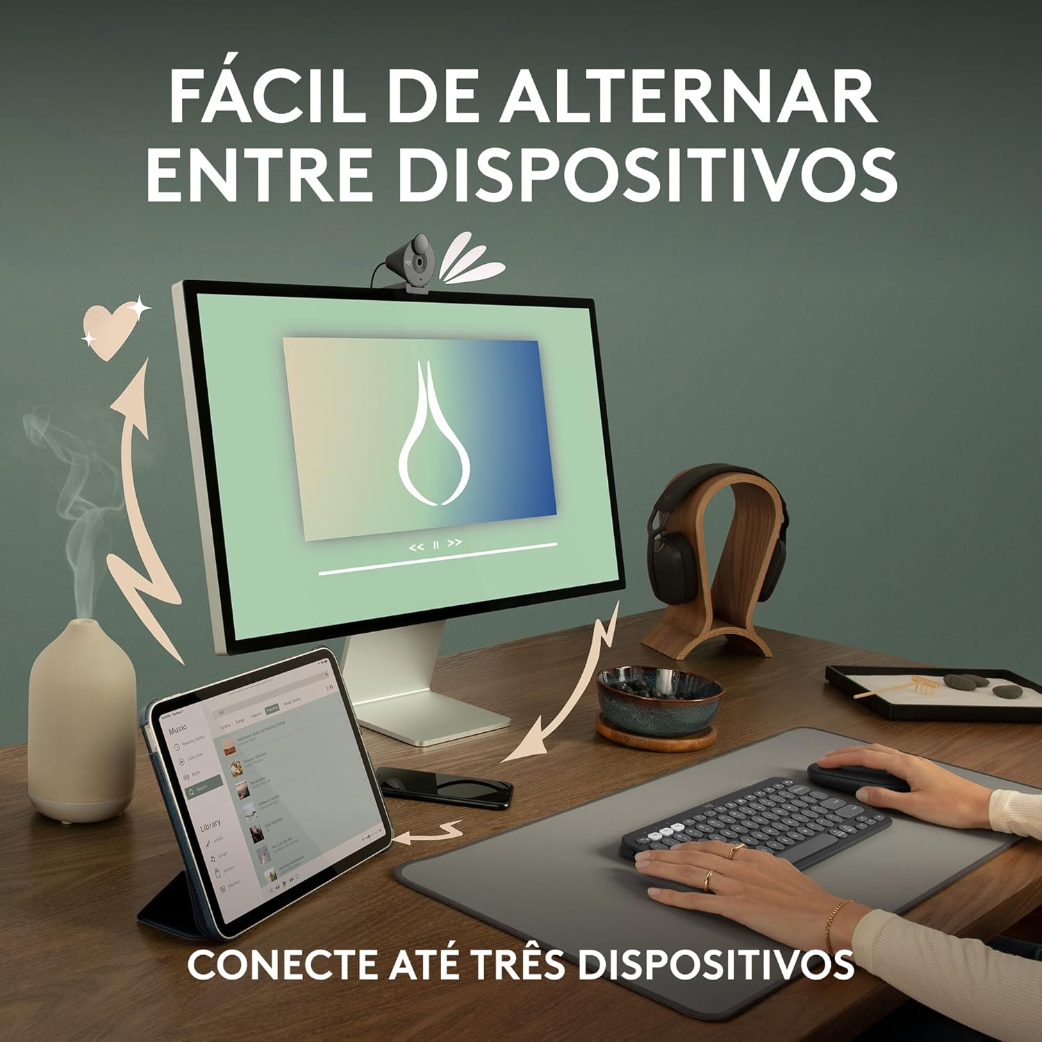 Mouse sem fio Logitech Pebble 2 M350s com Clique Silencioso, Design Slim Ambidestro, Conexão Bluetooth e Pilha Inclusa - Grafite