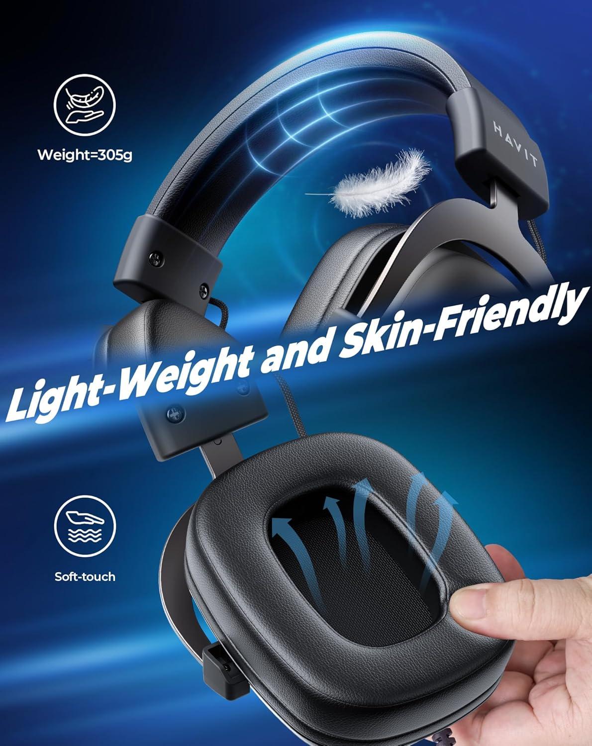 Headphone Fone de Ouvido Havit HV-H2002d, Gamer, com Microfone, Falante 53mm, Plug 3.5mm: compatível com XBOX ONE e PS4, HAVIT, HV-H2002d e Outros