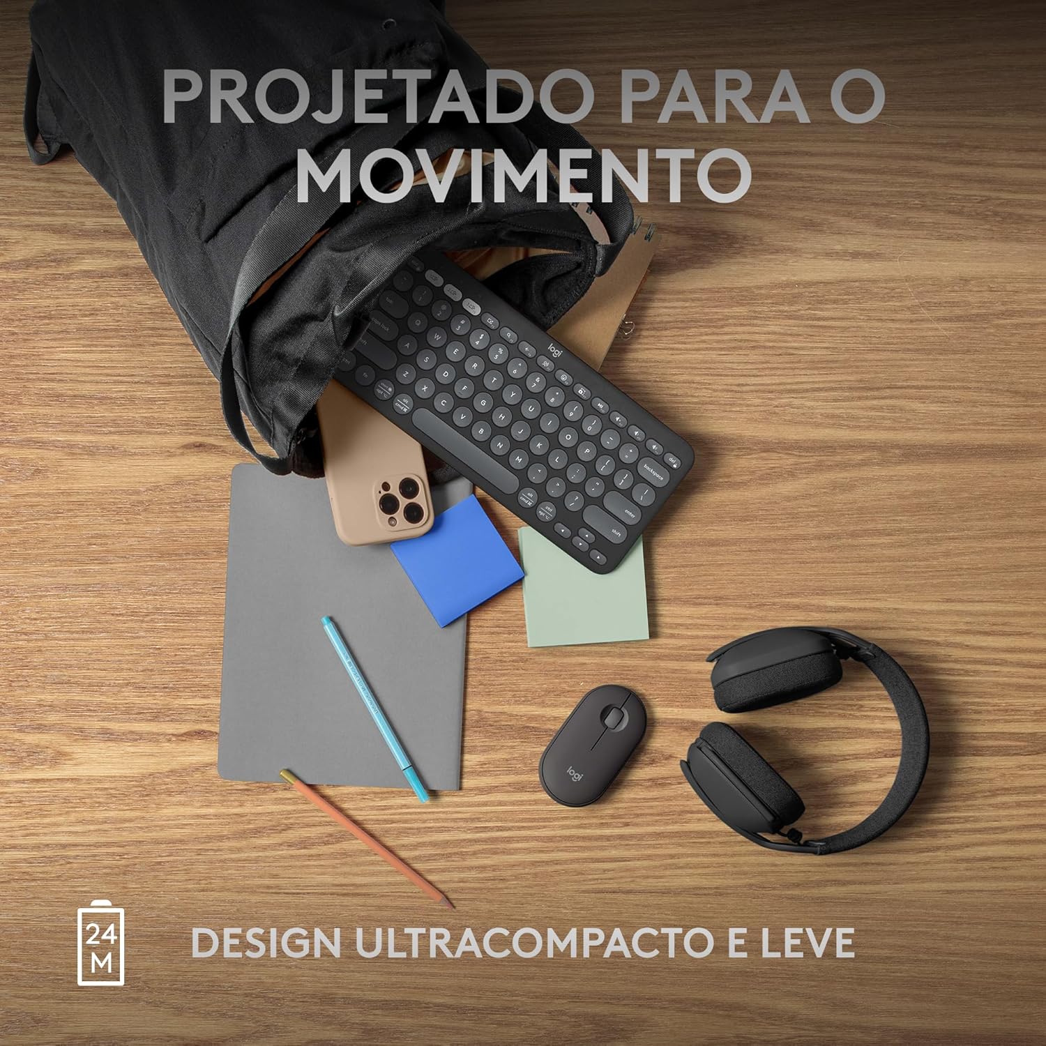 Mouse sem fio Logitech Pebble 2 M350s com Clique Silencioso, Design Slim Ambidestro, Conexão Bluetooth e Pilha Inclusa - Grafite