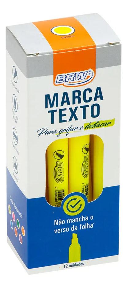 Caneta Marca Texto Amarela Brw - Caixa Com 12 Unidades