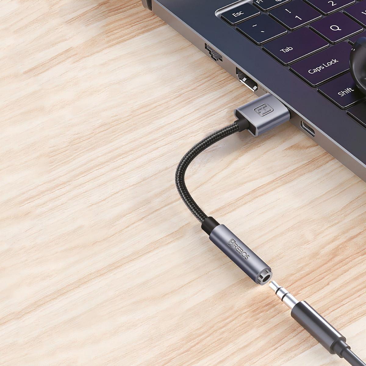 Placa De Som Usb P2 Fone Microfone 3.5mm Pc Notebook Cor Preto