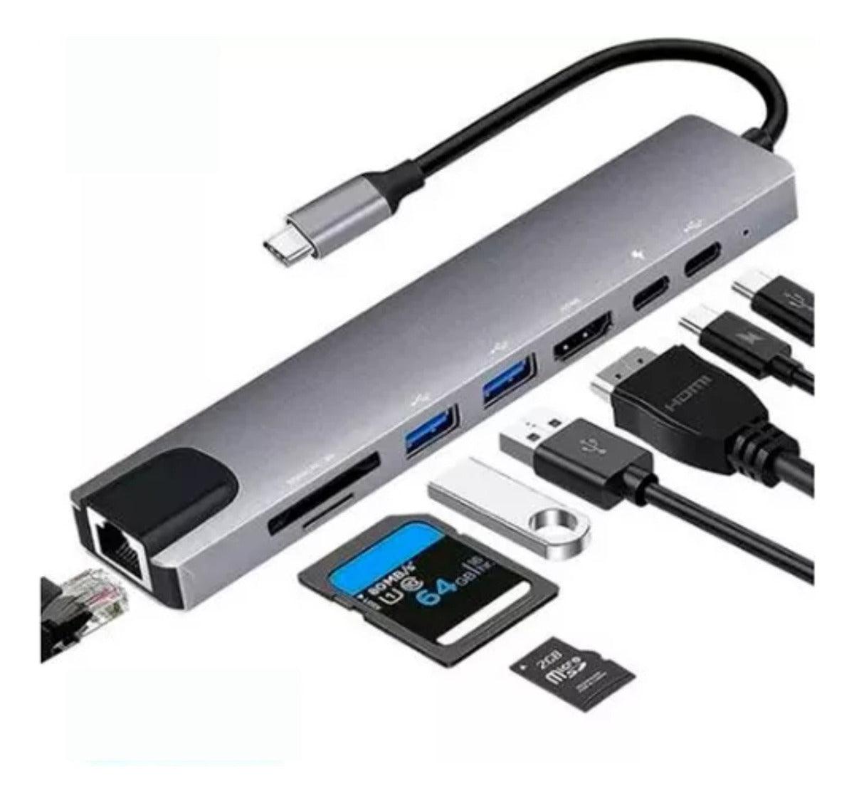 Dockstation Usb Tipo C Hub Thunderbolt 3 Apple 8 Em 1