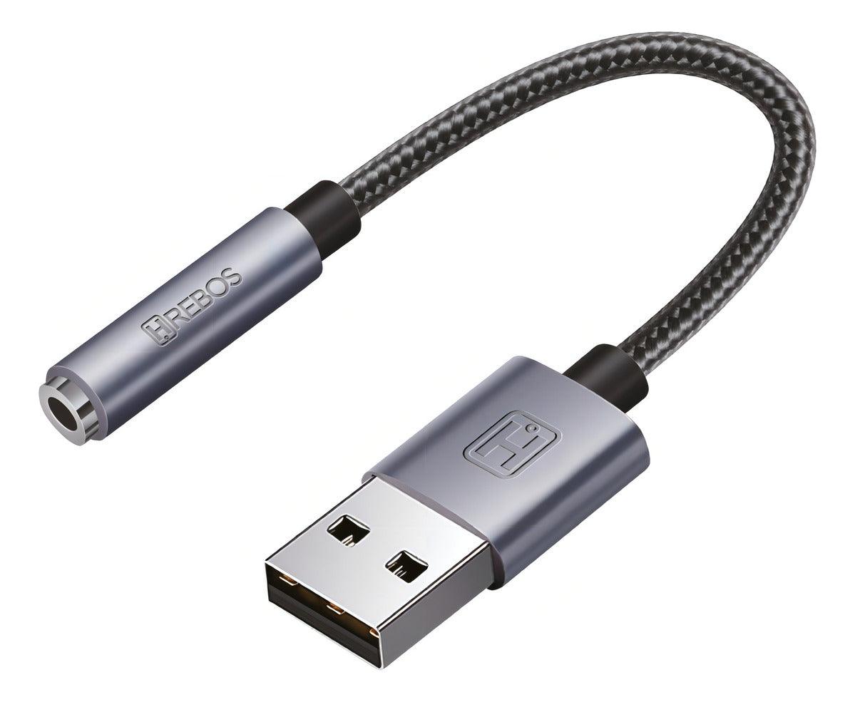 Placa De Som Usb P2 Fone Microfone 3.5mm Pc Notebook Cor Preto