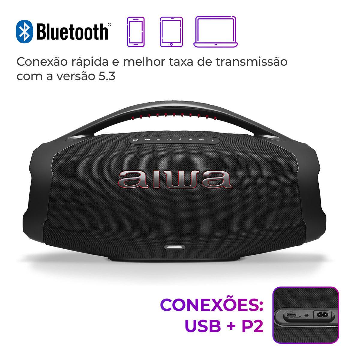 Caixa De Som Boombox Aiwa AWS-BBS-01B 200w IP66 30hs De Bateria Preto