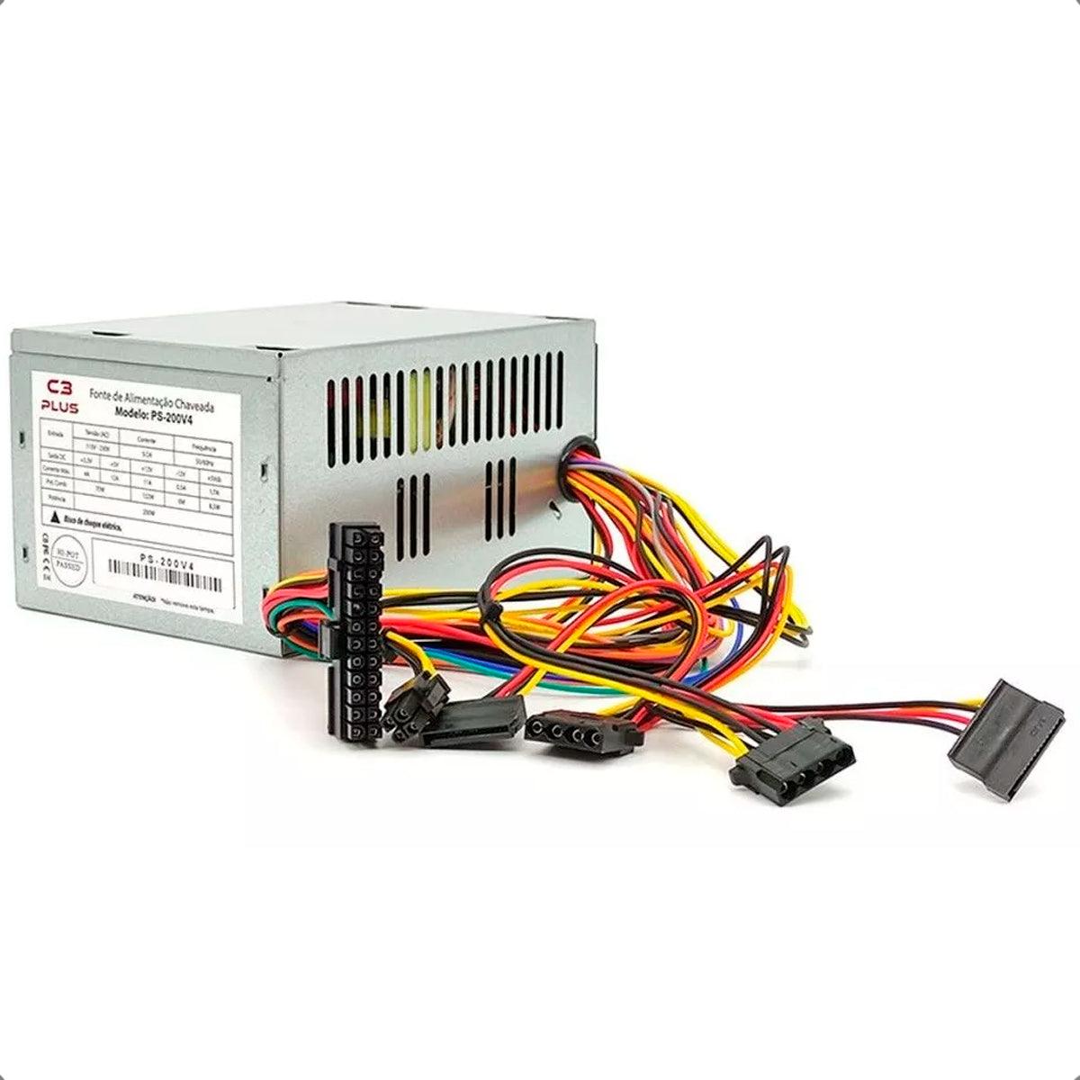 C3tech C3Plus PS-200V4 Fonte de alimentação para Computador 200W Real Bivolt Cor Prateado