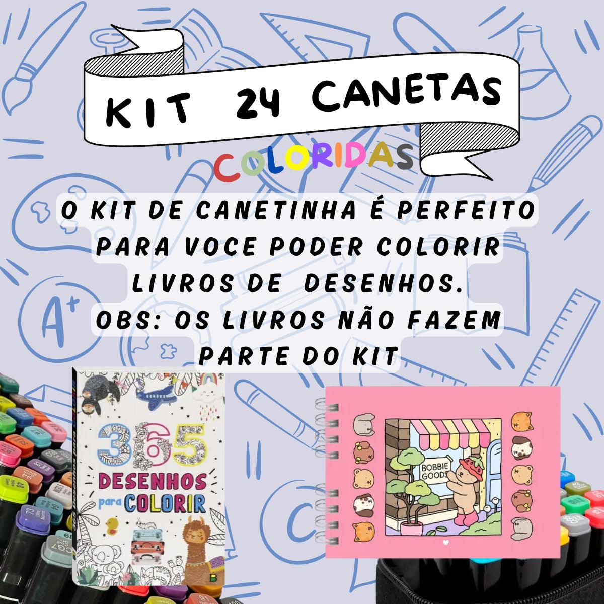Kit De Canetas Marcadores Hidrográficos 24 Cores Ponta Dupla