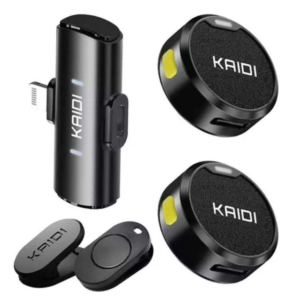 Kaidi Microfone Duplo Lapela Sem Fio Lightning Preto iPhone