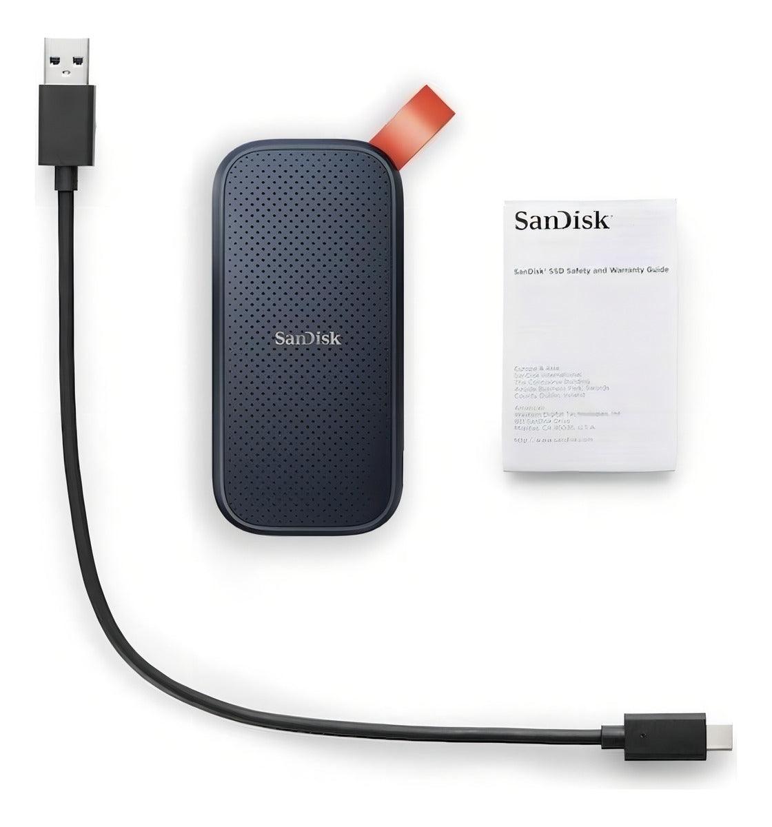 SSD Externo Portátil 1TB Interface USB 3.2 SanDisk SDSSDE30-1T00 Velocidade de Leitura Até 800MB/s Preto