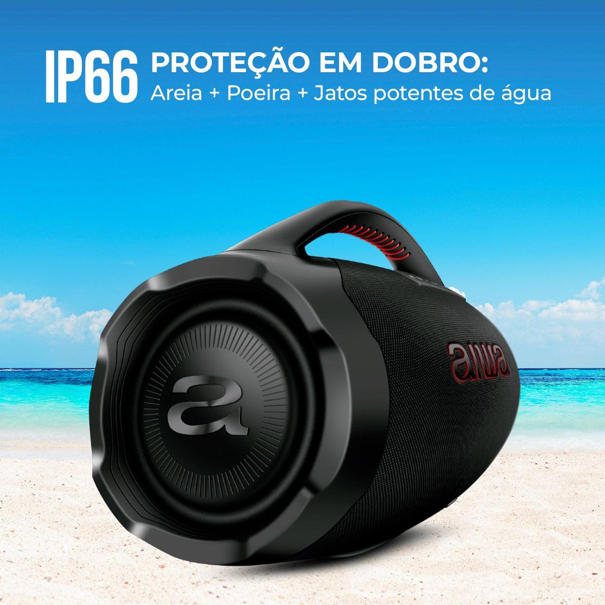 Caixa De Som Boombox Aiwa AWS-BBS-01B 200w IP66 30hs De Bateria Preto