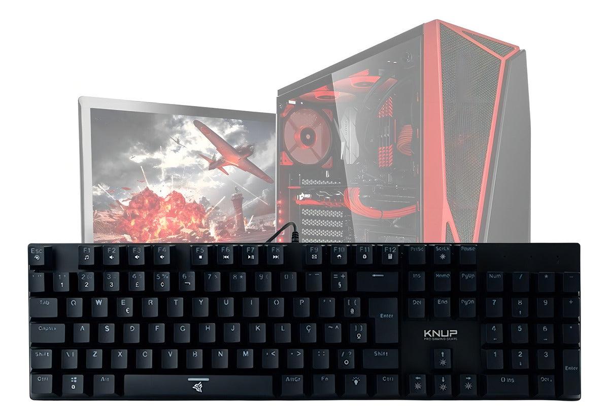 Teclado Gamer Mecânico Usb Switch Blue Português Rgb Knup Cor de teclado Preto