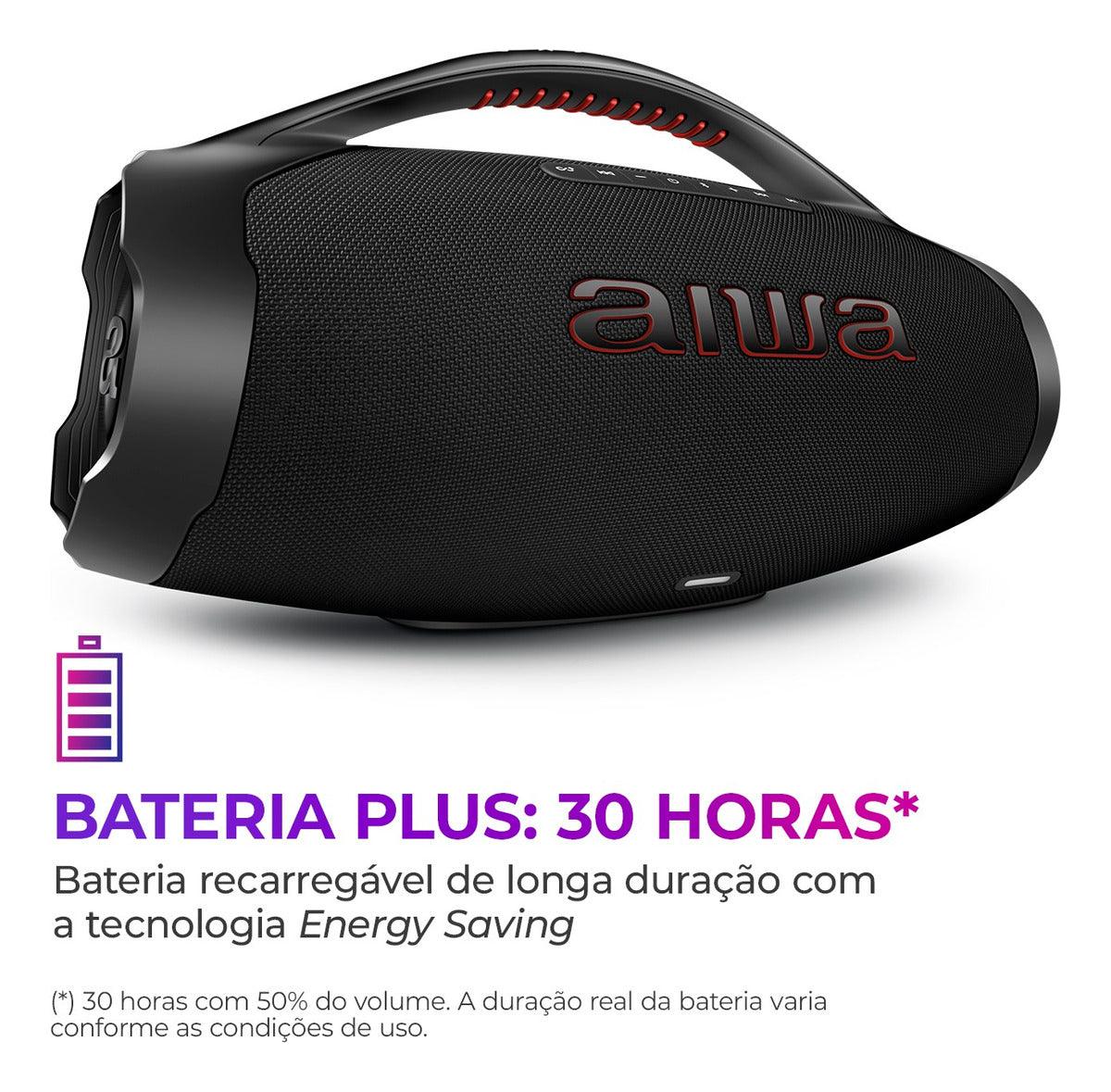 Caixa De Som Boombox Aiwa AWS-BBS-01B 200w IP66 30hs De Bateria Preto