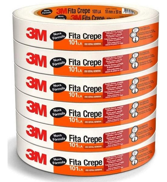 Kit 6 Fita Crepe 18mm X 50m 3M 101la Pintura
