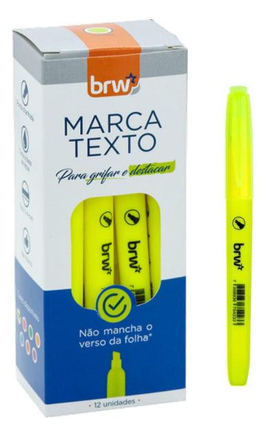 Caneta Marca Texto Amarela Brw - Caixa Com 12 Unidades