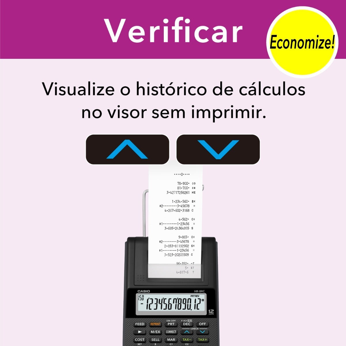 Calculadora Casio Bobina Hr-8rc-bk Bivolt Original