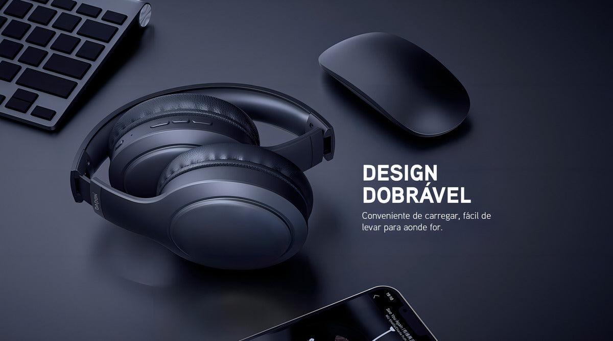Fone De Ouvido Headphone Dapon H02d Bluetooth 5.1 Com Microfone Cor Preto