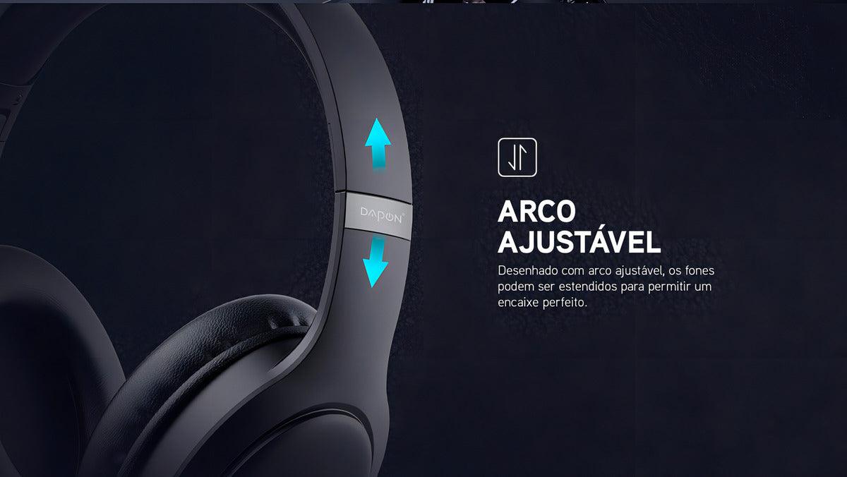 Fone De Ouvido Headphone Dapon H02d Bluetooth 5.1 Com Microfone Cor Preto