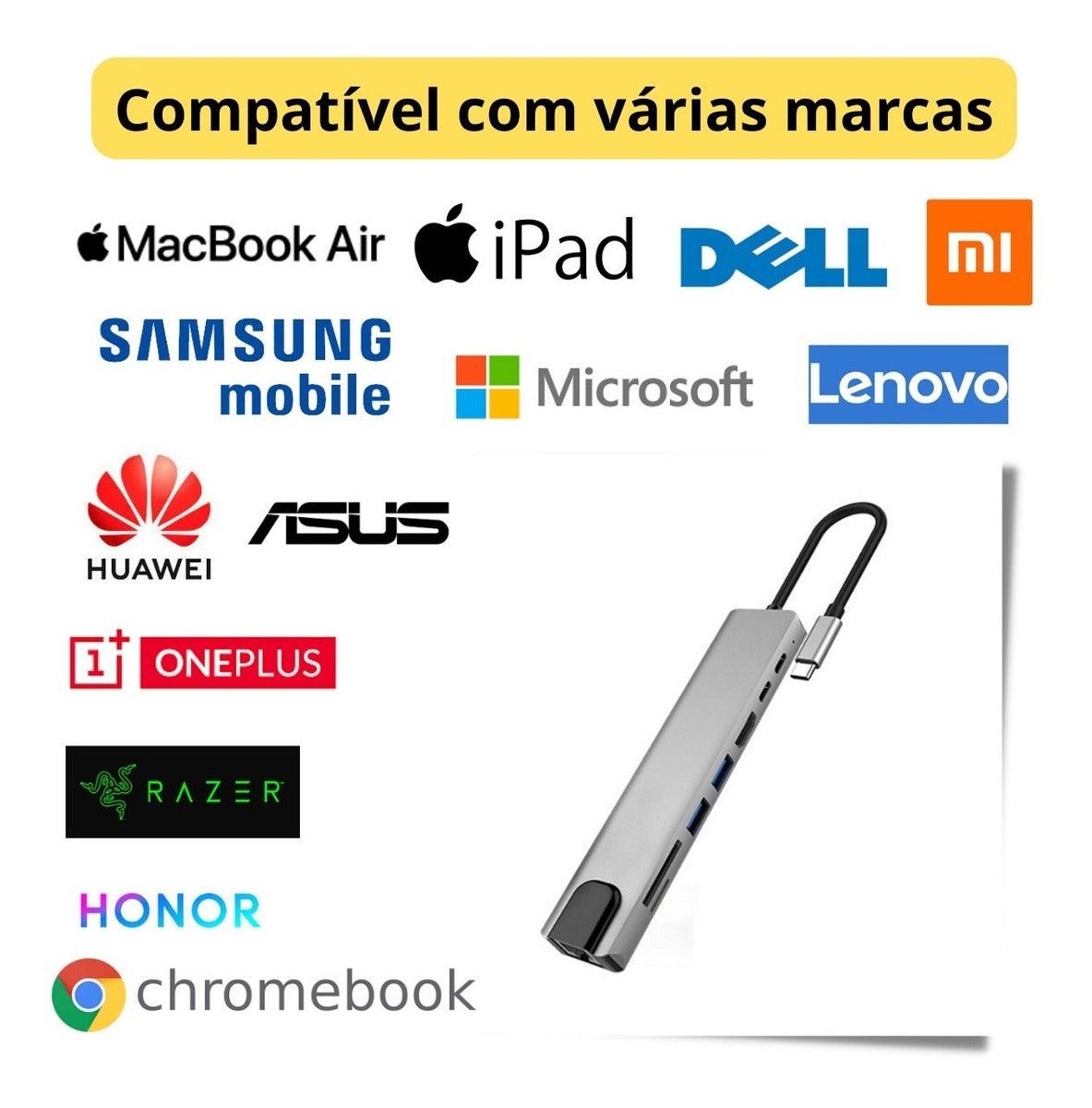 Dockstation Usb Tipo C Hub Thunderbolt 3 Apple 8 Em 1