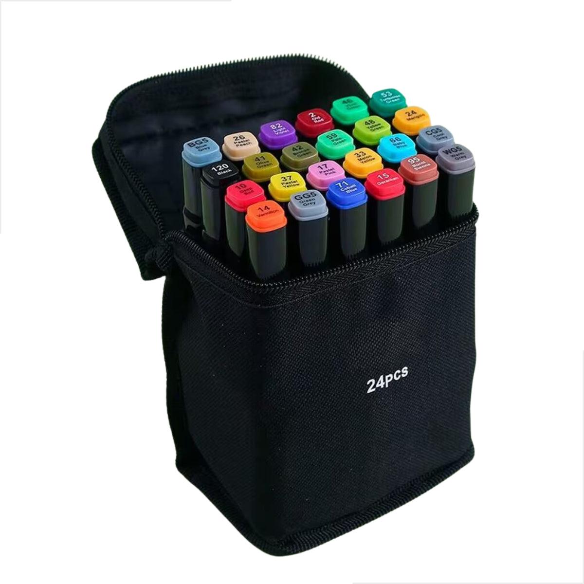 Kit De Canetas Marcadores Hidrográficos 24 Cores Ponta Dupla