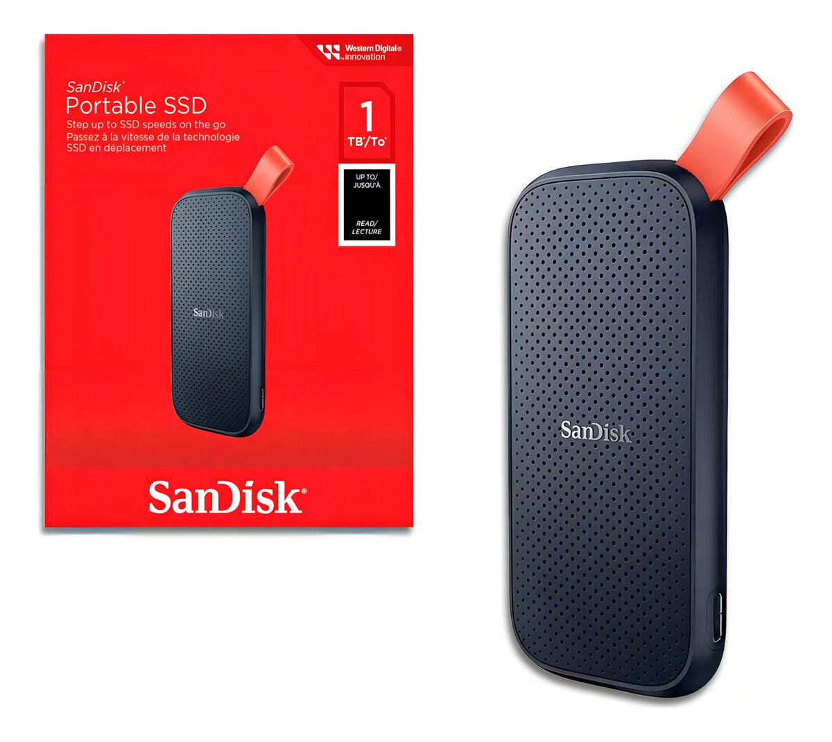 SSD Externo Portátil 1TB Interface USB 3.2 SanDisk SDSSDE30-1T00 Velocidade de Leitura Até 800MB/s Preto