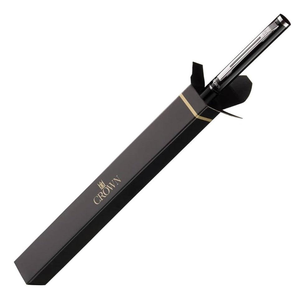 Caneta Preta Crown Hawai Esferográfica Slim Luxo Preto