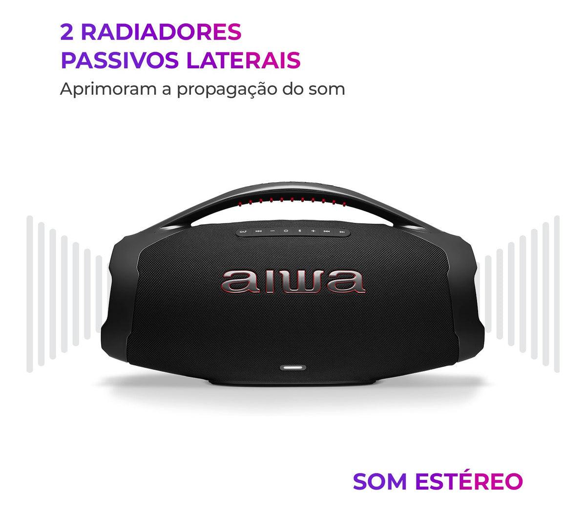 Caixa De Som Boombox Aiwa AWS-BBS-01B 200w IP66 30hs De Bateria Preto