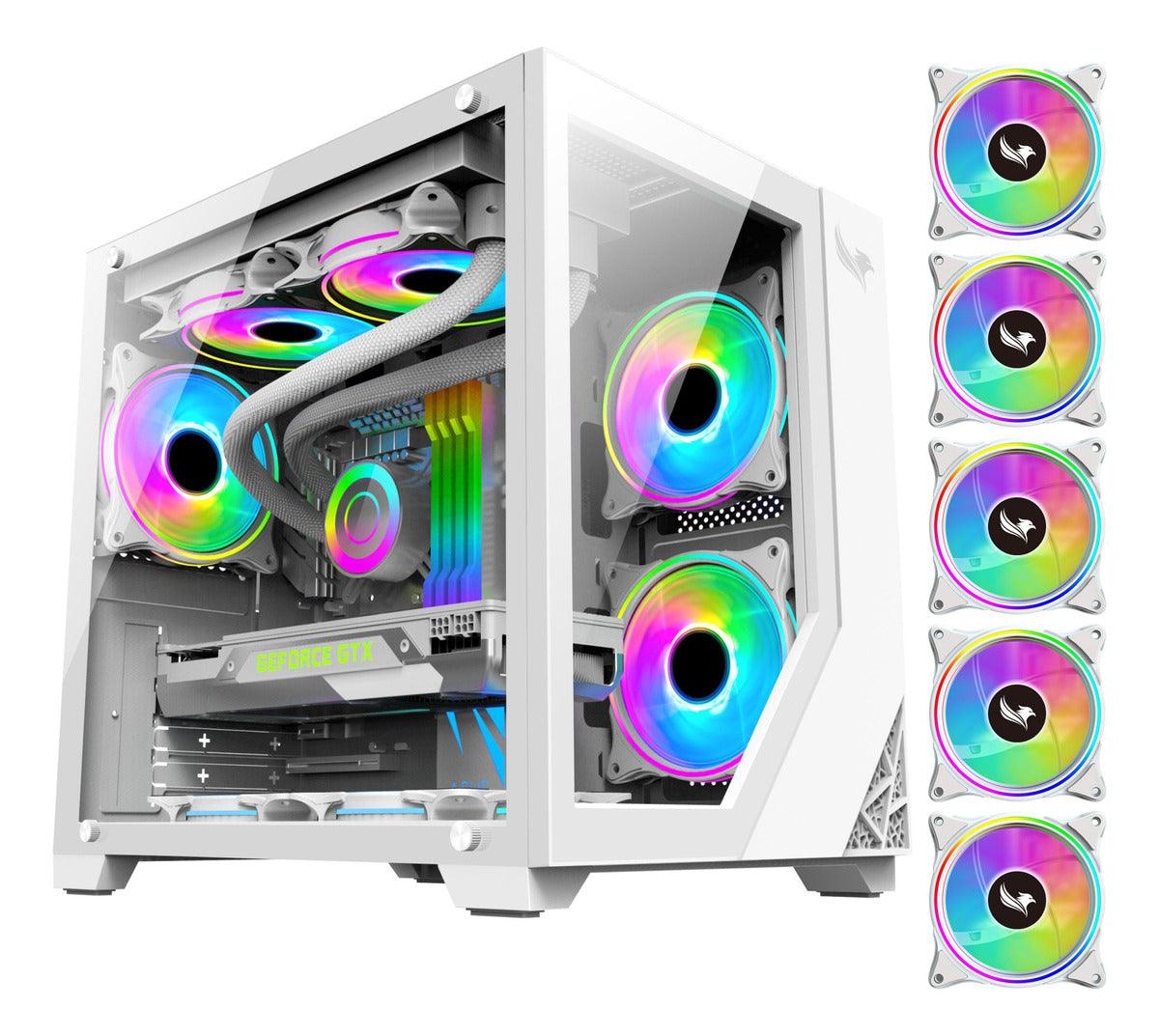 Gabinete Gamer Digoo Aquar Mid-tower M-atx Vidro C/ 5 Fans Cor Branco