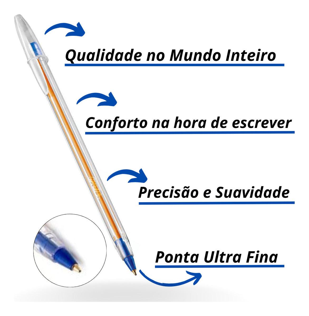 Caneta Bic Cristal Precisão 0.8mm Azul Caixa C/ 50 Cor do exterior Transparente