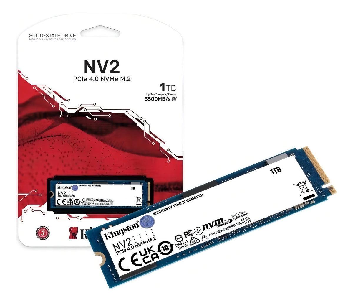 Ssd M.2 Nvme Pcie Gen 4.0 Interno Kingston Nv2 1tb M.2 2280 Snv2s/1000g Velocidade De Leitura Até 3500mb/s E Gravação 2800mb/s interno Cor Celeste