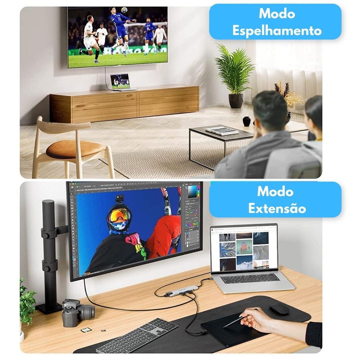 Dockstation Usb Tipo C Hub Thunderbolt 3 Apple 8 Em 1