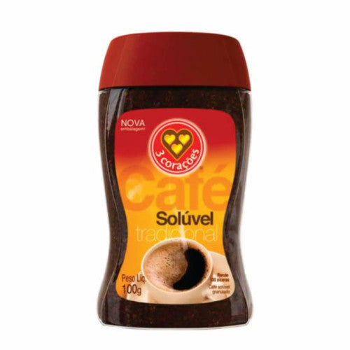Cafe 3 Corações 100G solúvel Vidro