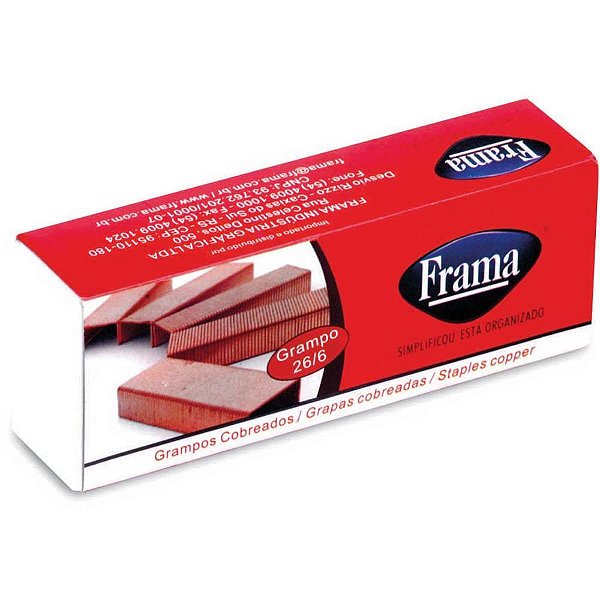 Grampo para grampeador 26/6 cobreado 5000 grampos - frama (caixa)