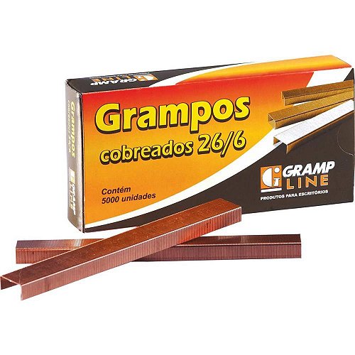 Grampo para grampeador 26/6 cobreado 5000 grampos - frama (caixa)