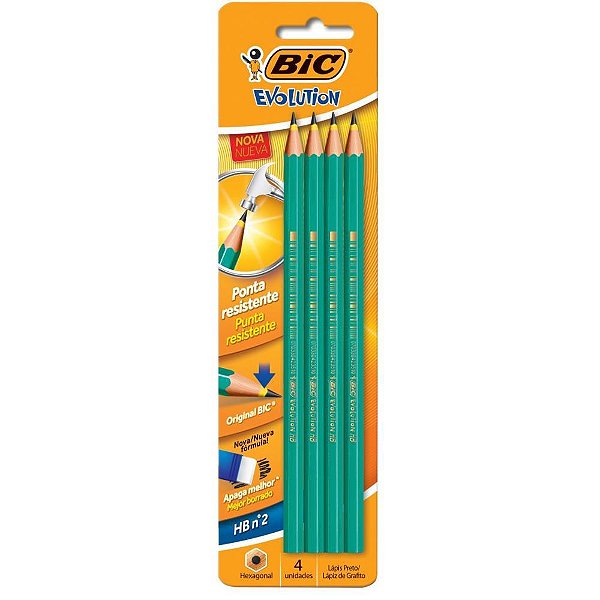 Lapis preto sextavado evolution 2hb s/borracha - Bic (bl.c/04)