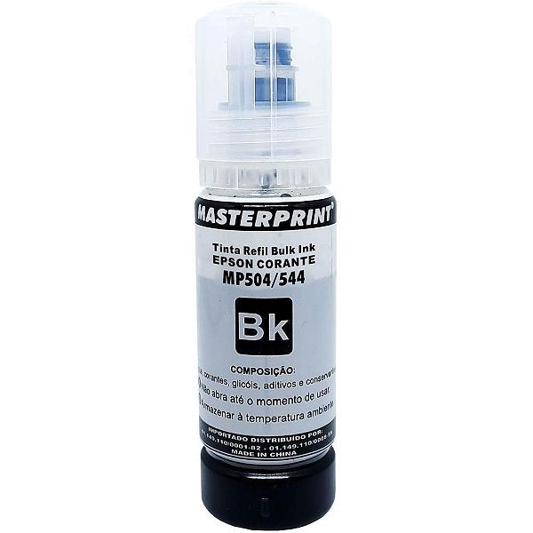 Refil de tinta epson comp. 504/544 corante preto 70ml - Masterprint